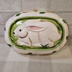 Vintage Gailstyn Sutton Hand Painted Garden RABBIT Ceramic Wall Hanging Japan